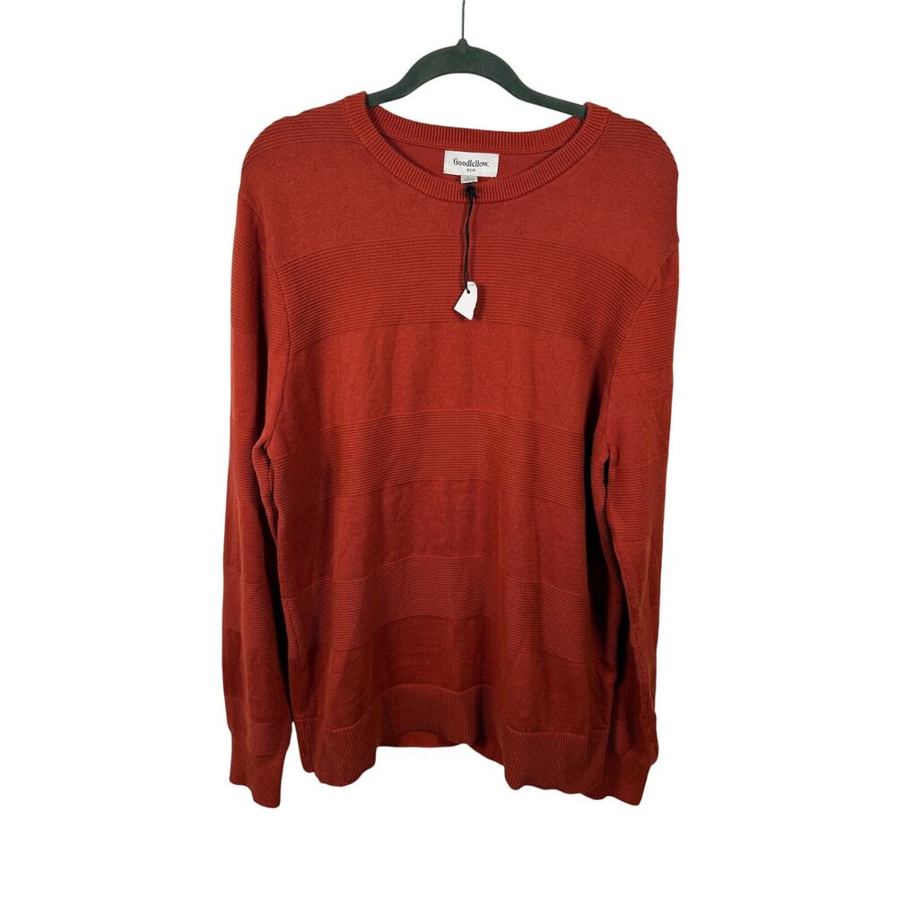 New Goodfellow & Co. Sweater Men's Large Texture Stripe Rust Orange